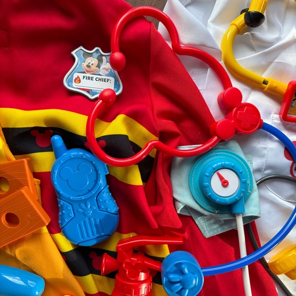 Disney Mickey Mouse Kids Dress Up Set Firefighter Doctor Construction 3 Costumes - Picture 6 of 10